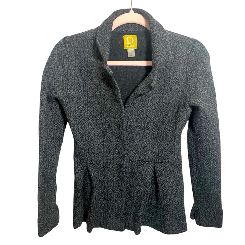 Damask Merino Wool Cardigan Blazer Jacket